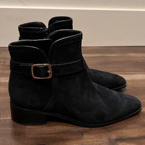 Black suede leather booties